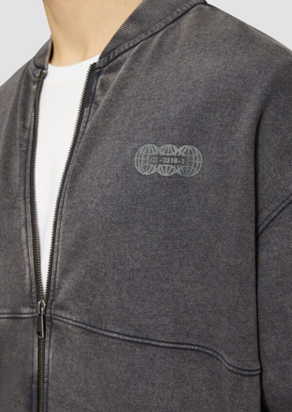 Gewaschene Sweatshirtjacke im Bomber-Style mit Front-Print
