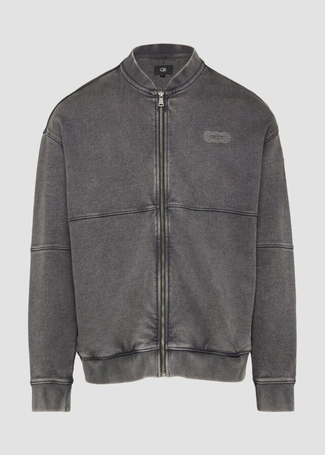 Gewaschene Sweatshirtjacke im Bomber-Style mit Front-Print
