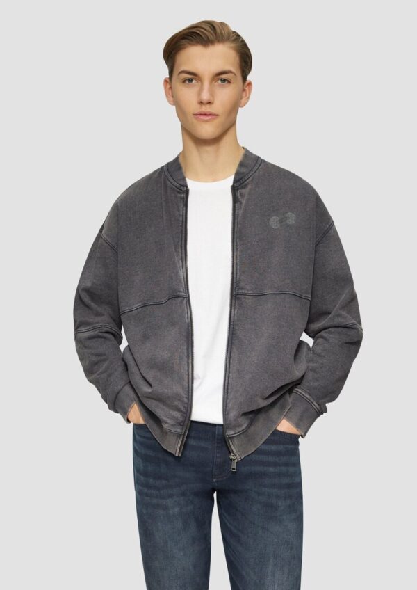 Gewaschene Sweatshirtjacke im Bomber-Style mit Front-Print