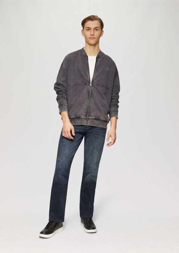 Gewaschene Sweatshirtjacke im Bomber-Style mit Front-Print