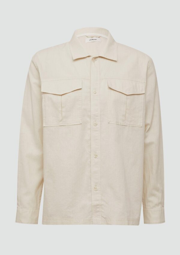 Overshirt aus Leinenmix mit Kentkragen