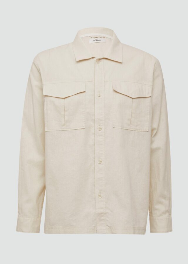 Overshirt aus Leinenmix mit Kentkragen