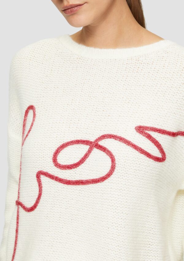 Locker gestrickter Pullover aus Alpakamix mit Love-Schriftzug