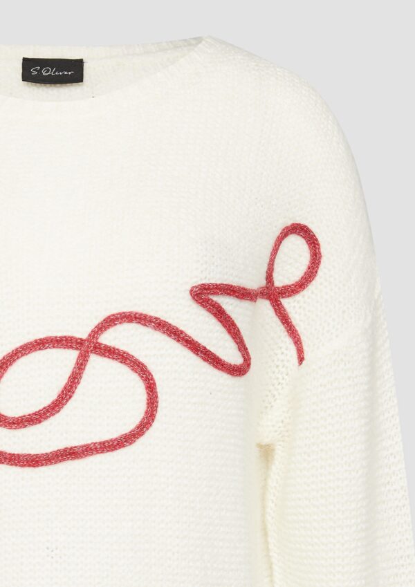 Locker gestrickter Pullover aus Alpakamix mit Love-Schriftzug
