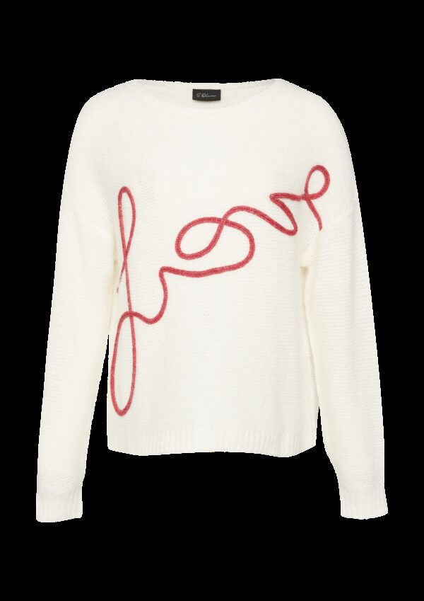 Locker gestrickter Pullover aus Alpakamix mit Love-Schriftzug