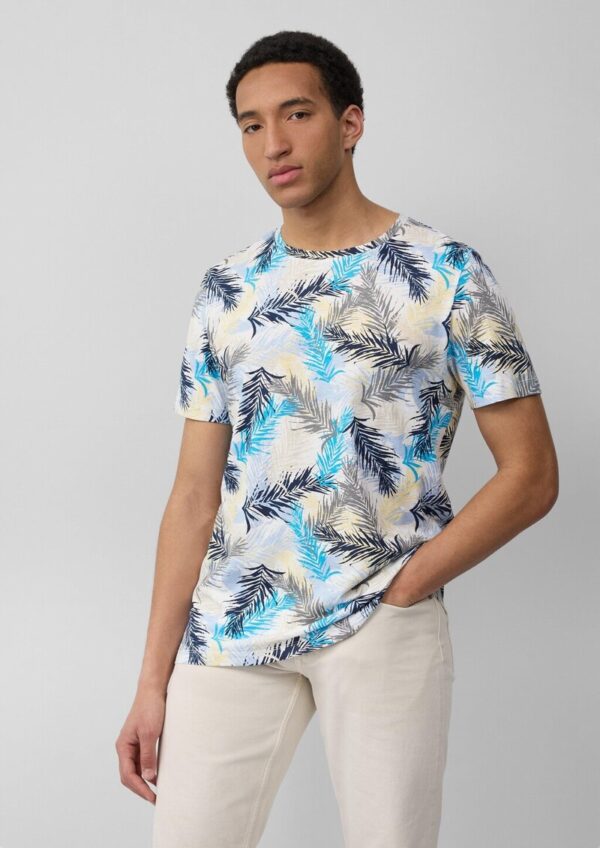 T-Shirt aus Leinenmix mit All-over-Print