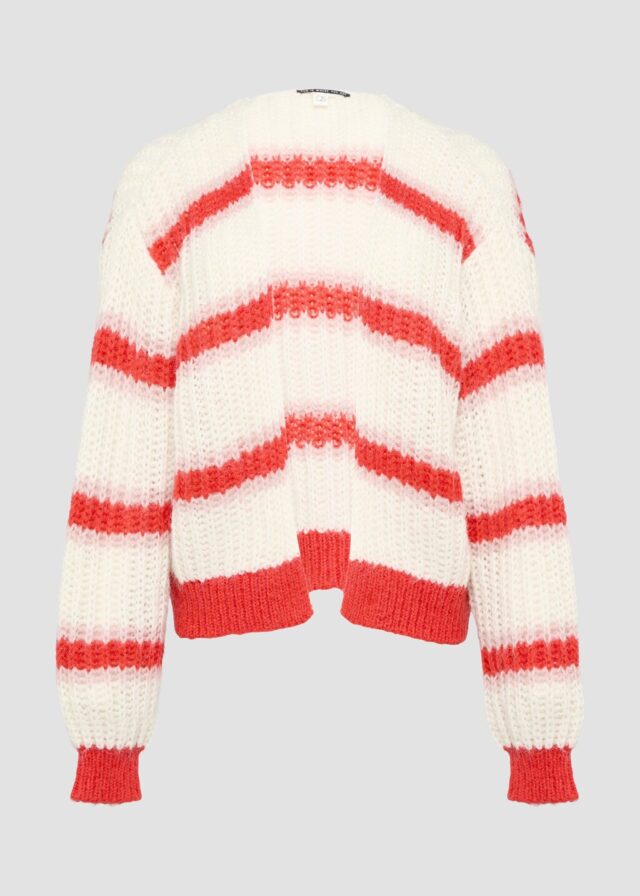 Offene Strickjacke mit Blockstreifen