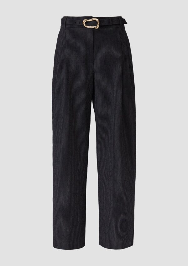 Fein gestreifte Wide-Leg-Hose mit Textilgürtel