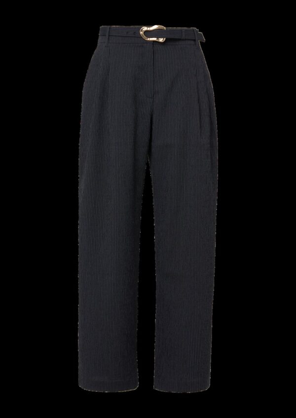 Fein gestreifte Wide-Leg-Hose mit Textilgürtel