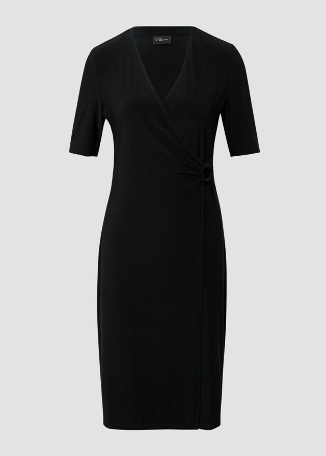 Midikleid in Wickeloptik mit Ring-Detail