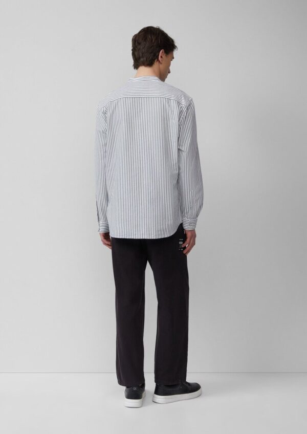Regular Fit: Stehkragenhemd aus gestreiftem Oxford