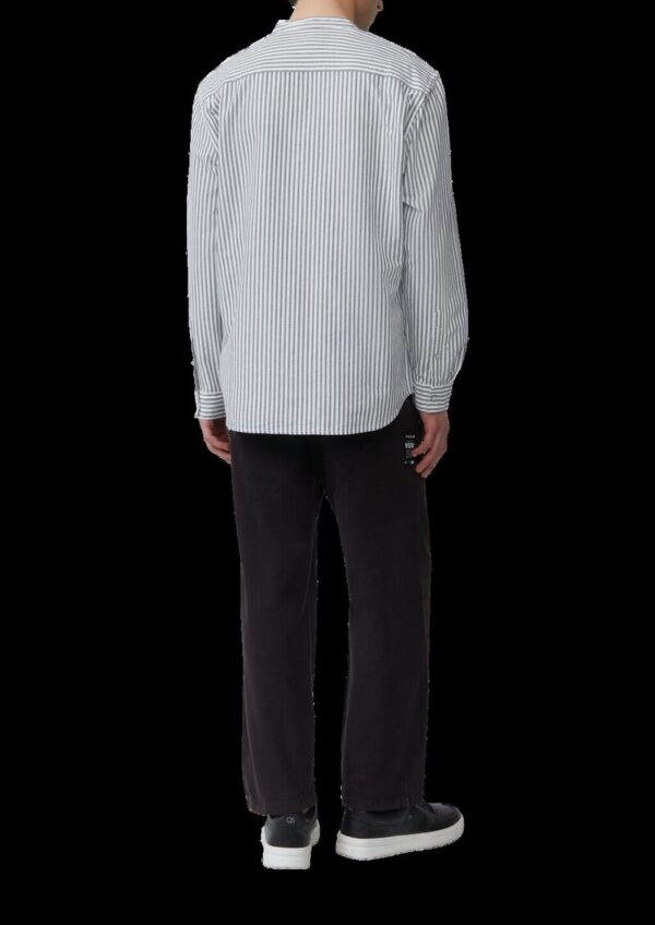 Regular Fit: Stehkragenhemd aus gestreiftem Oxford