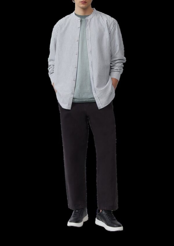 Regular Fit: Stehkragenhemd aus gestreiftem Oxford