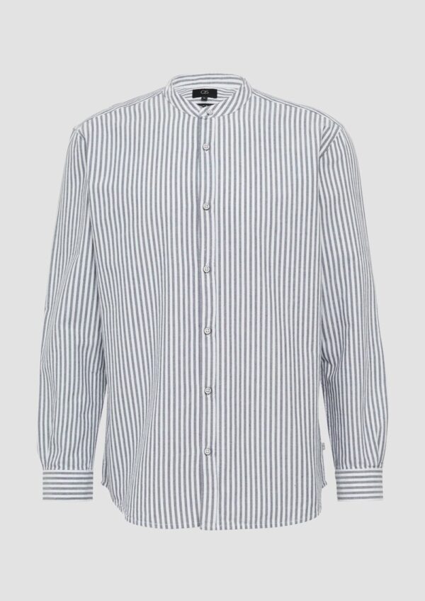 Regular Fit: Stehkragenhemd aus gestreiftem Oxford