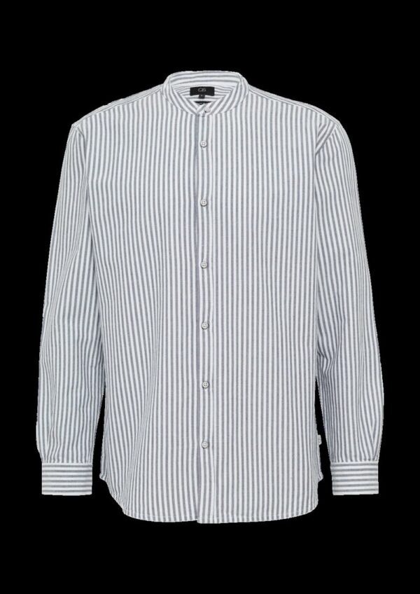 Regular Fit: Stehkragenhemd aus gestreiftem Oxford