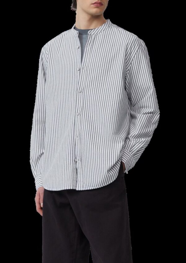 Regular Fit: Stehkragenhemd aus gestreiftem Oxford