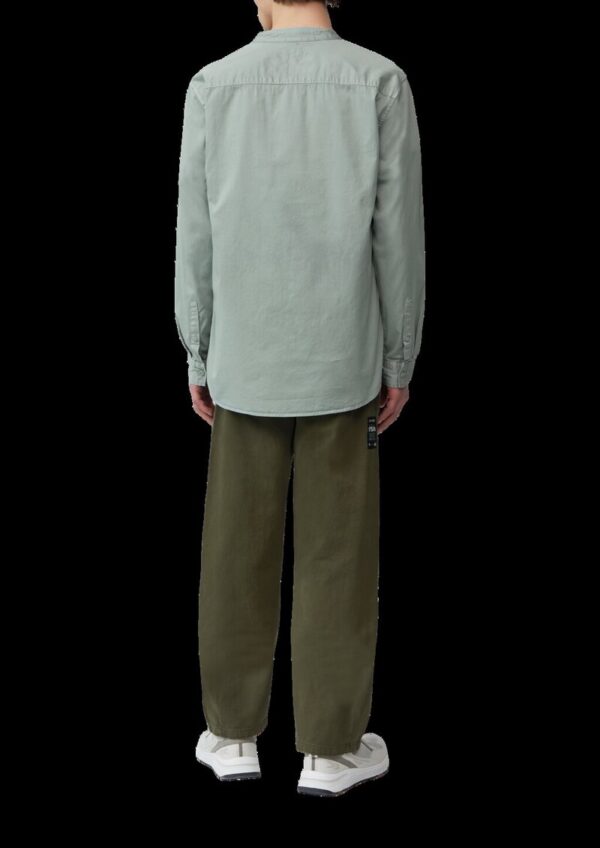 Regular Fit: Gewaschenes Stehkragenhemd mit Logo-Stickerei