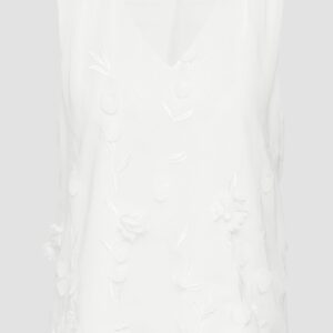 Ärmellose Bluse mit V-Ausschnitt und floralen Applikationen