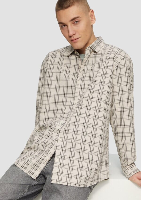 Regular Fit: Kariertes Struktur-Hemd aus Baumwolle