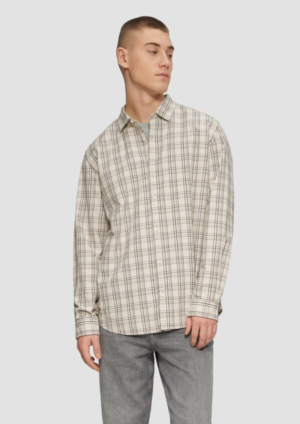 Regular Fit: Kariertes Struktur-Hemd aus Baumwolle