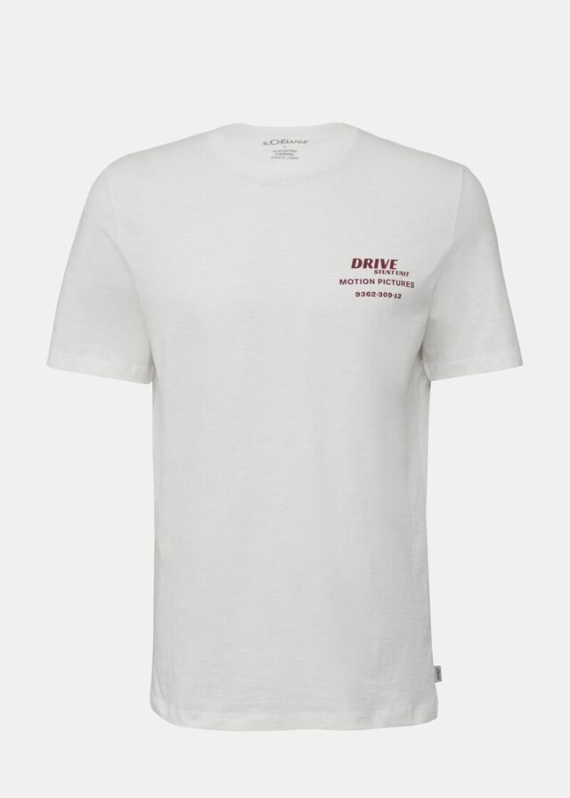 T-Shirt mit Flammgarnstruktur und Rückenprint