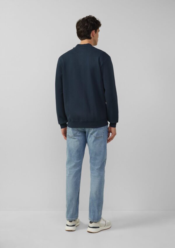 Strukturierte Sweatjacke mit Bomberkragen