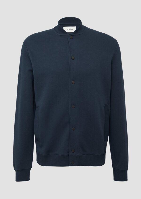 Strukturierte Sweatjacke mit Bomberkragen