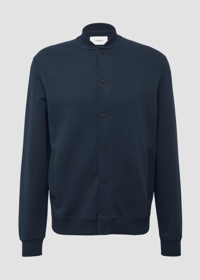 Strukturierte Sweatjacke mit Bomberkragen