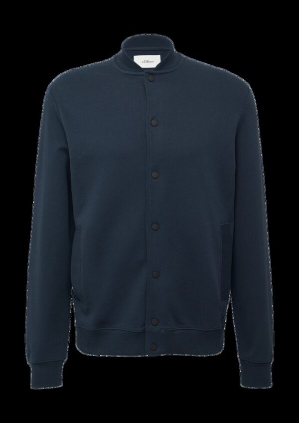 Strukturierte Sweatjacke mit Bomberkragen