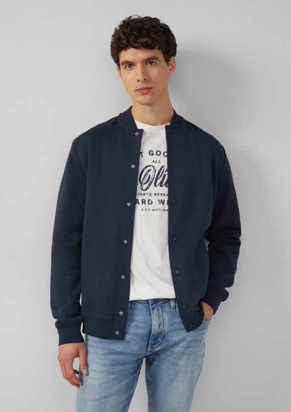 Strukturierte Sweatjacke mit Bomberkragen