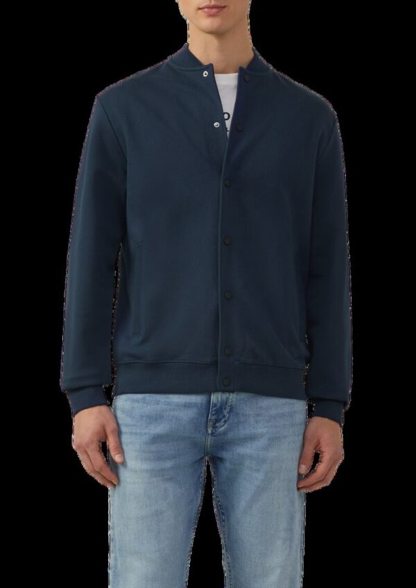 Strukturierte Sweatjacke mit Bomberkragen