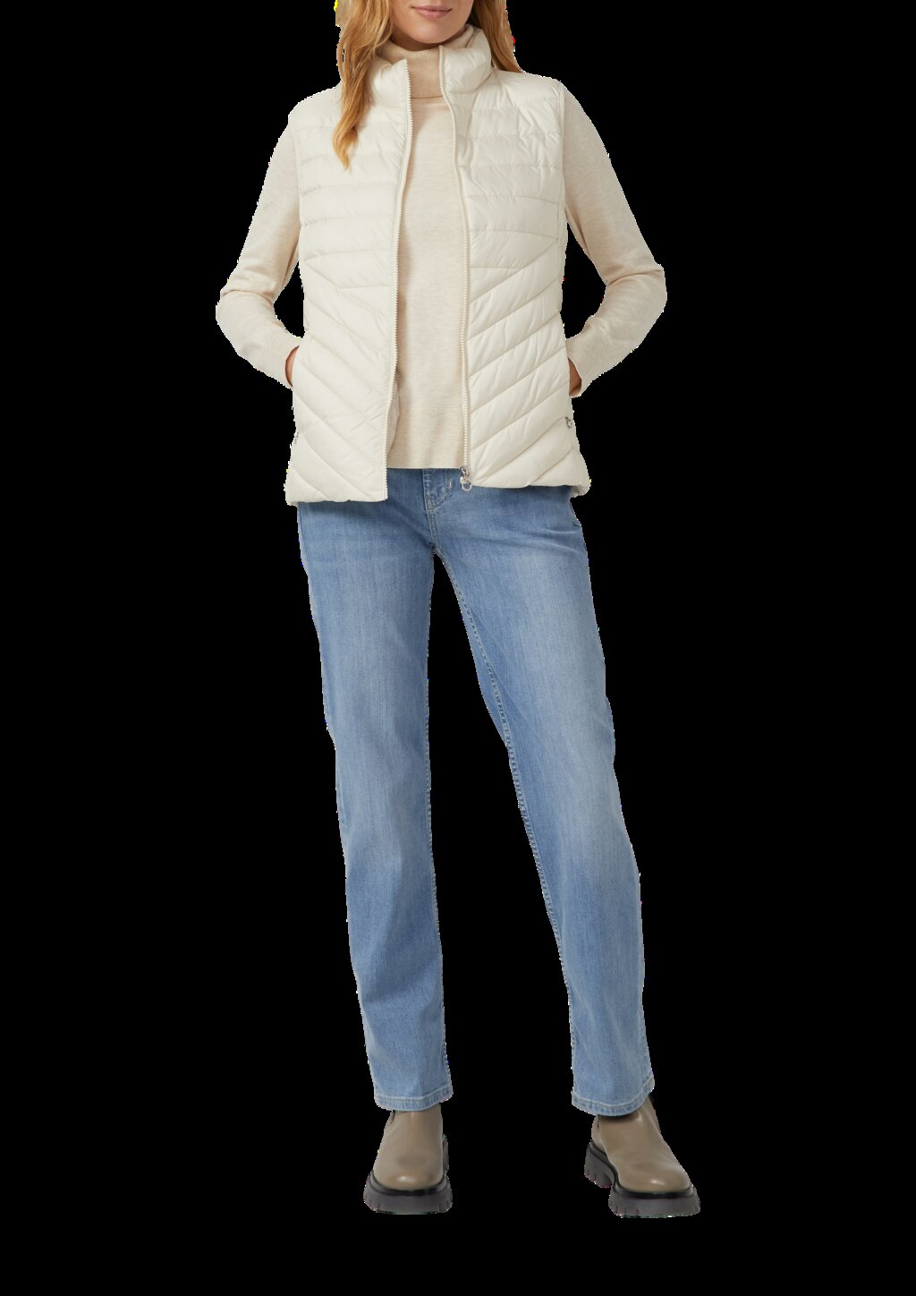 Leichte Steppweste mit Stehkragen und Packfunktion