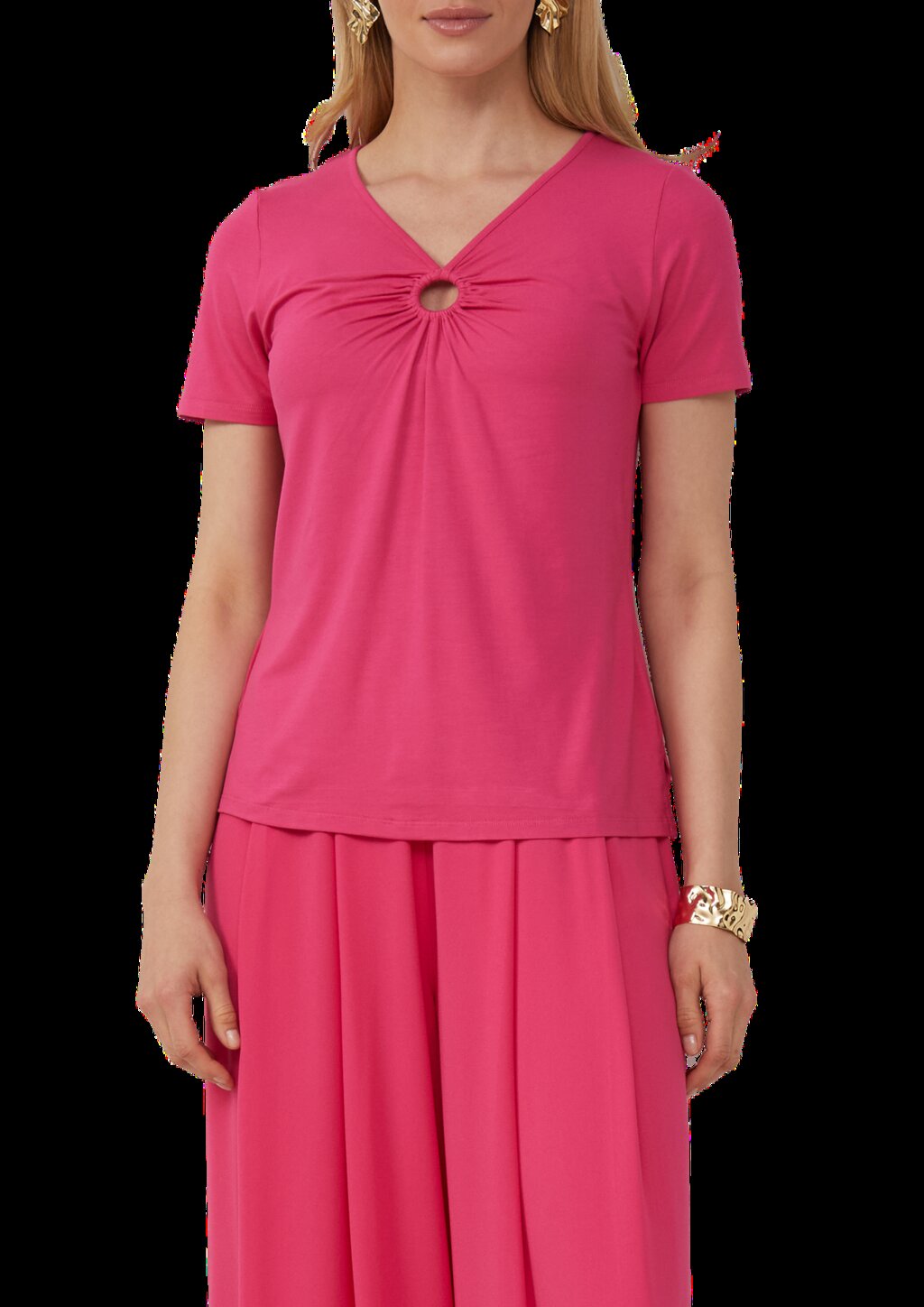 T-Shirt aus Viskosestretch mit Ringdetail