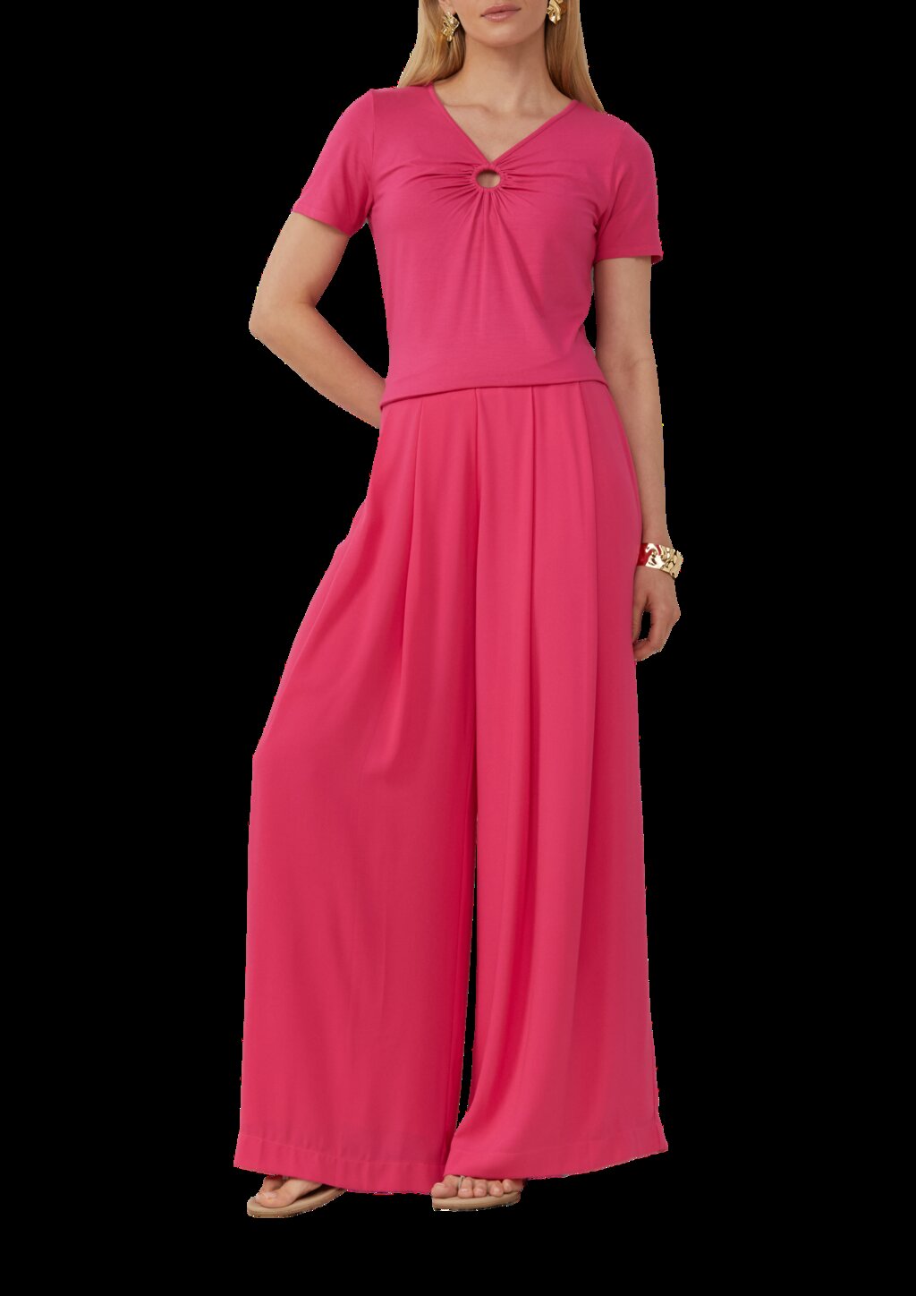 T-Shirt aus Viskosestretch mit Ringdetail