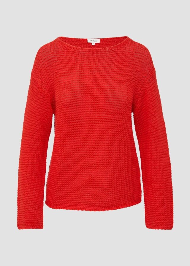 Locker gestrickter Pullover mit Rundhalsausschnitt