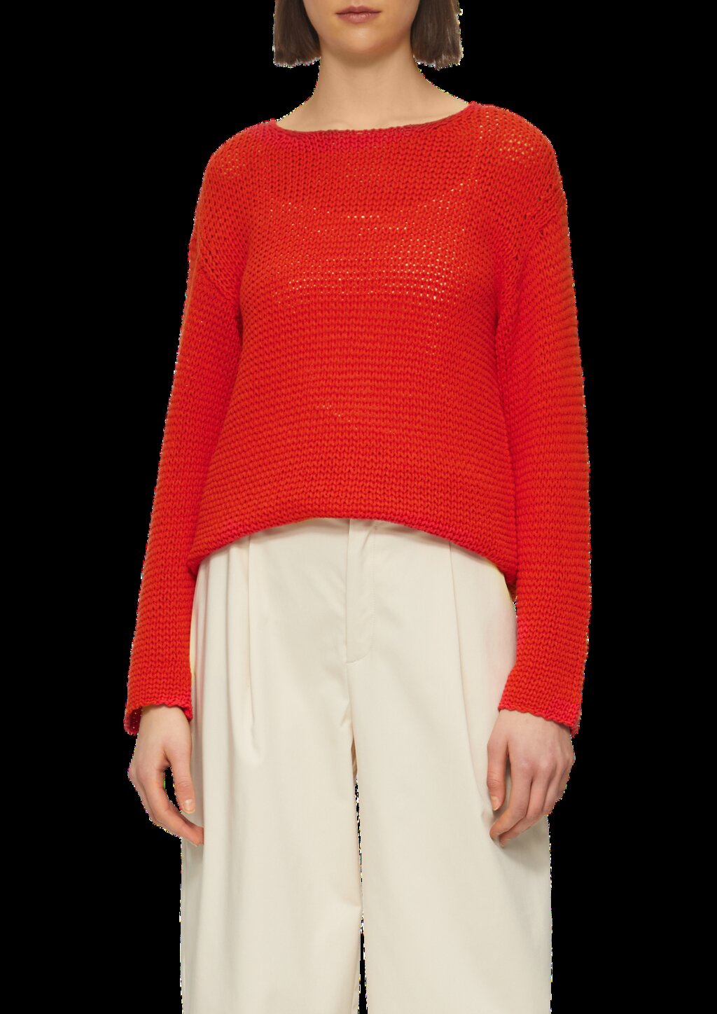 Locker gestrickter Pullover mit Rundhalsausschnitt