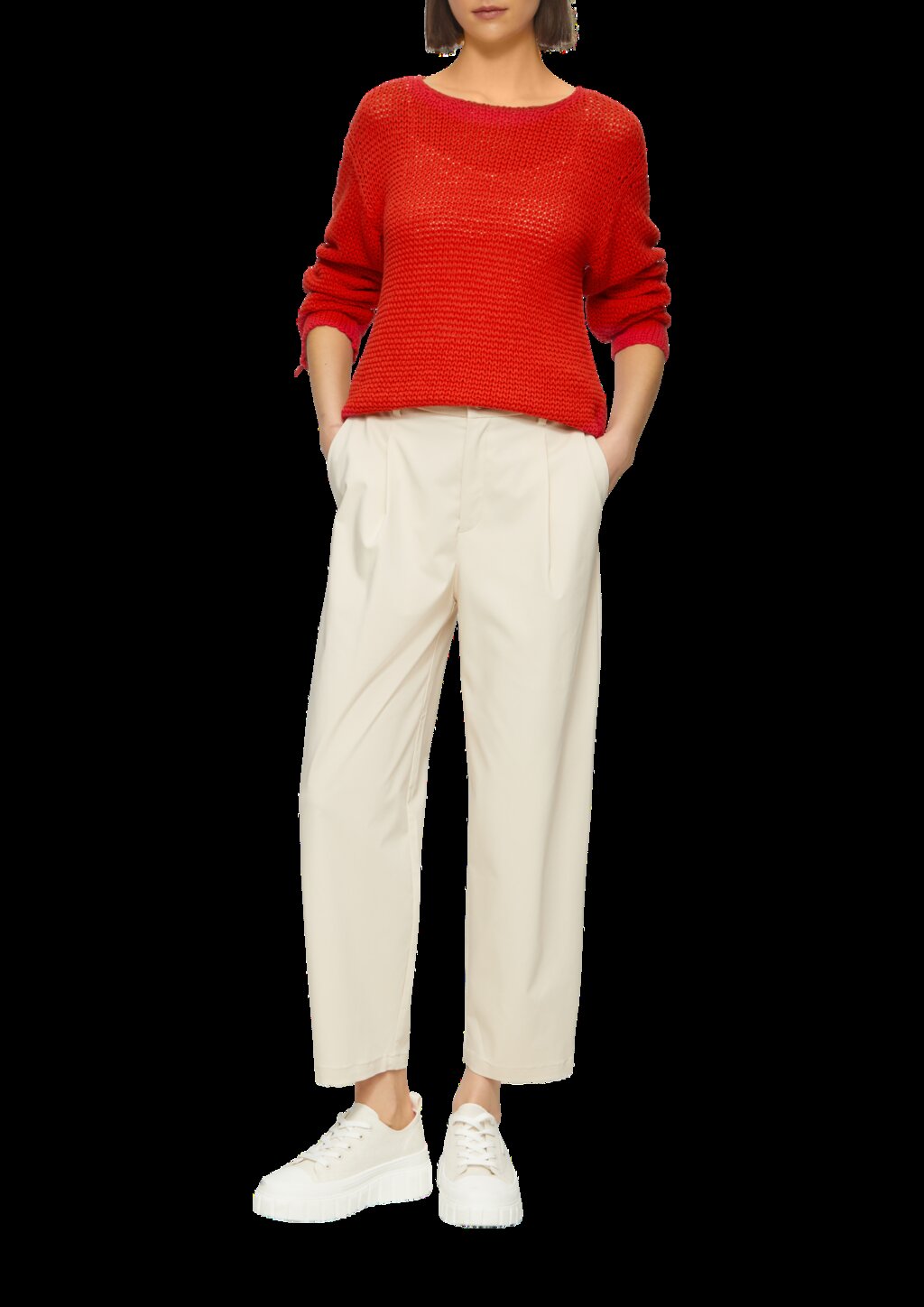 Locker gestrickter Pullover mit Rundhalsausschnitt