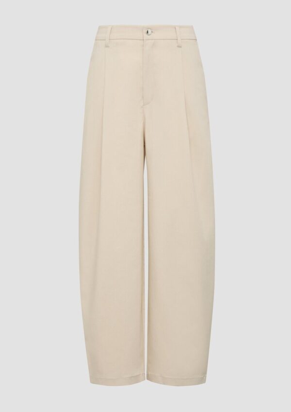 Cropped-Hose aus Twill mit Barrel Leg und Elastikbund in High Rise