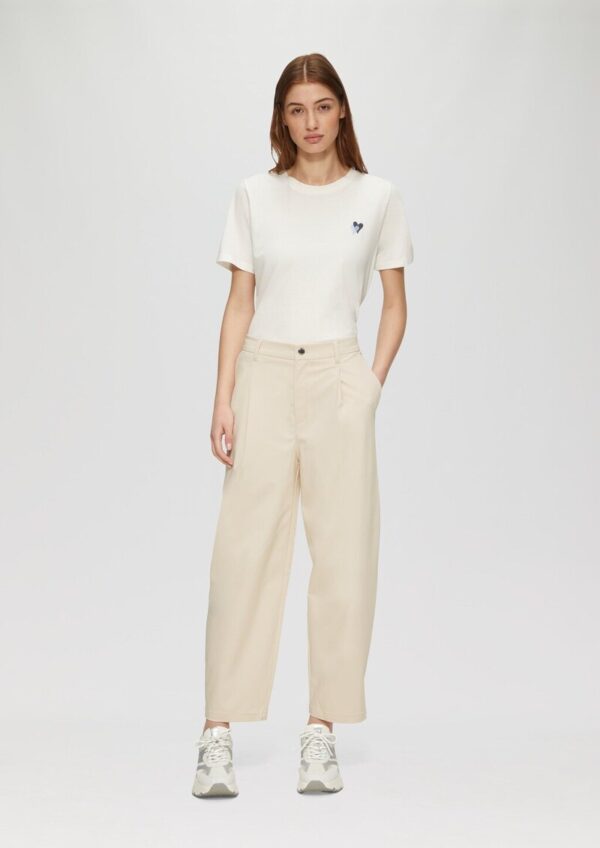 Cropped-Hose aus Twill mit Barrel Leg und Elastikbund in High Rise