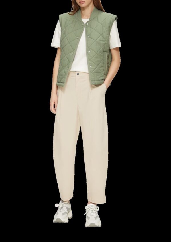 Cropped-Hose aus Twill mit Barrel Leg und Elastikbund in High Rise