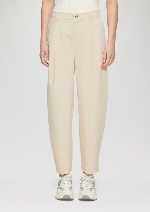 Cropped-Hose aus Twill mit Barrel Leg und Elastikbund in High Rise