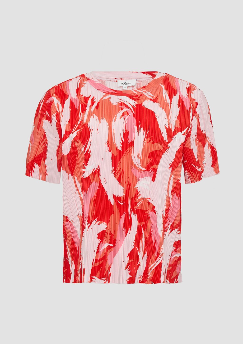 Verkürztes T-Shirt aus Plissee mit Rundhalsausschnitt