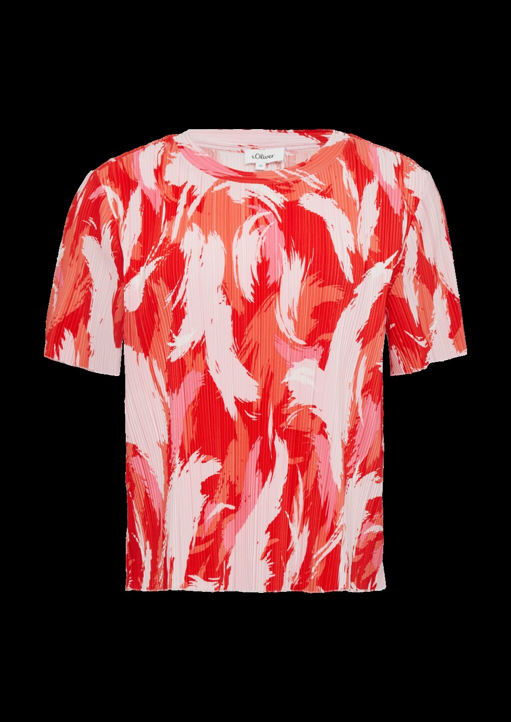 Verkürztes T-Shirt aus Plissee mit Rundhalsausschnitt