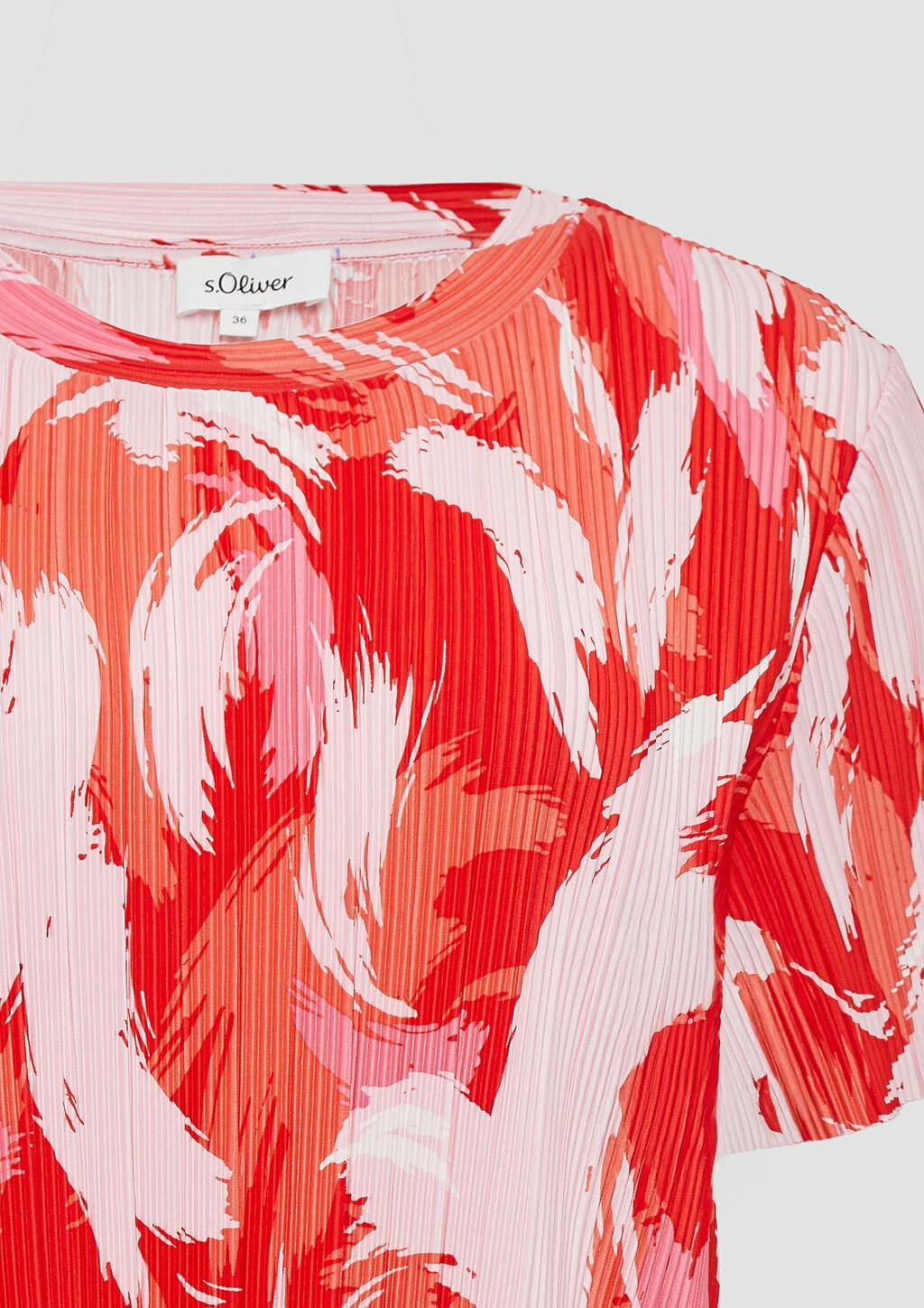 Verkürztes T-Shirt aus Plissee mit Rundhalsausschnitt