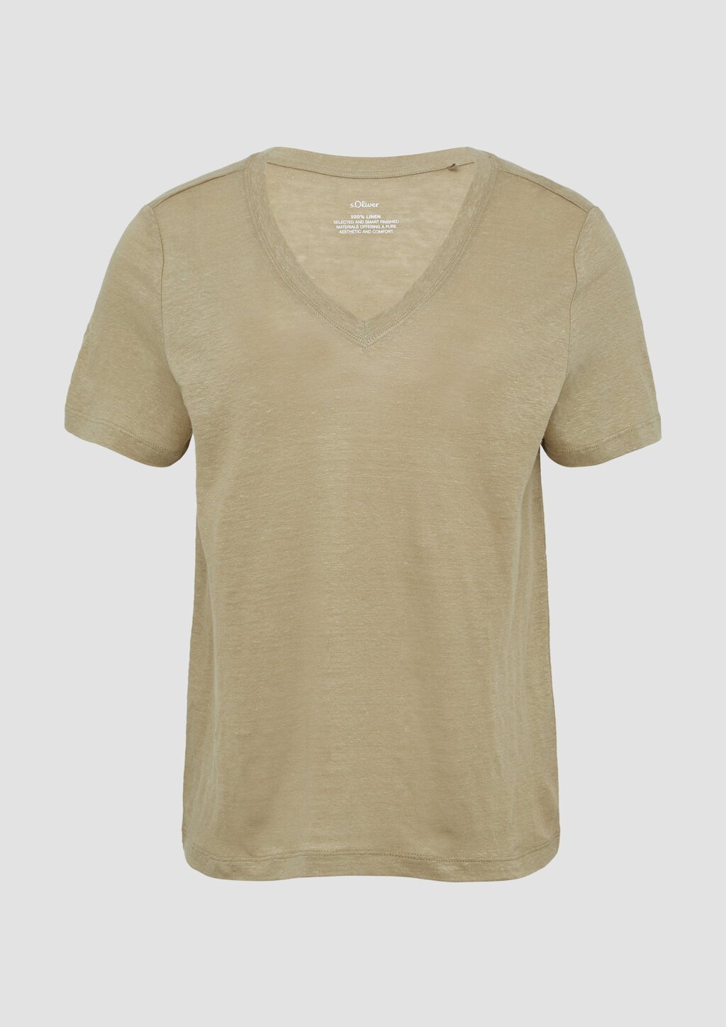 Leichtes T-Shirt aus Leinen mit V-Ausschnitt