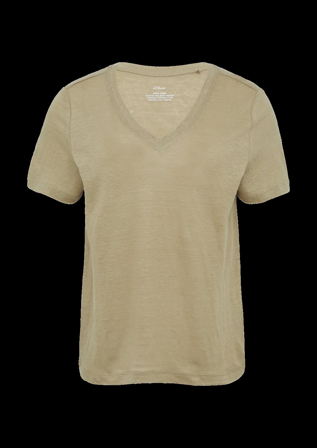 Leichtes T-Shirt aus Leinen mit V-Ausschnitt