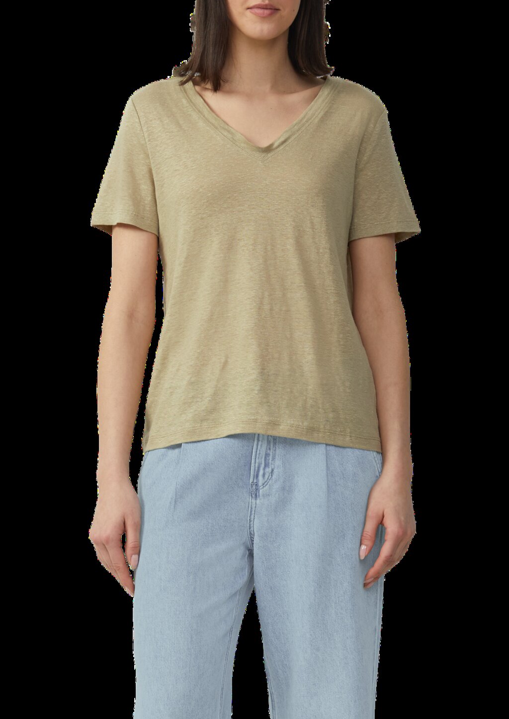 Leichtes T-Shirt aus Leinen mit V-Ausschnitt