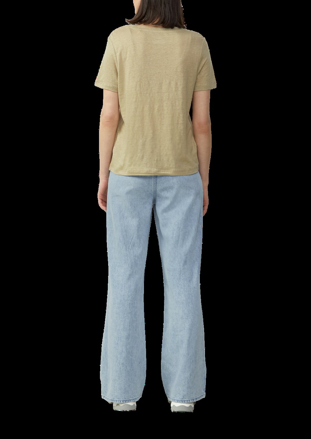 Leichtes T-Shirt aus Leinen mit V-Ausschnitt