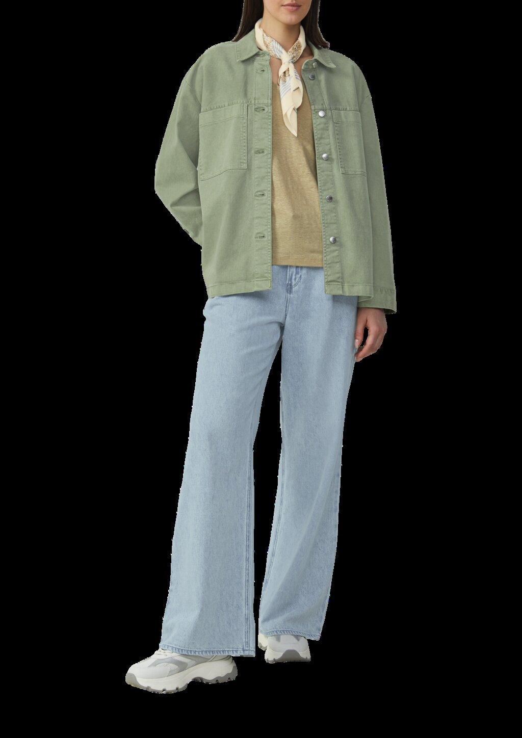 Leichtes T-Shirt aus Leinen mit V-Ausschnitt