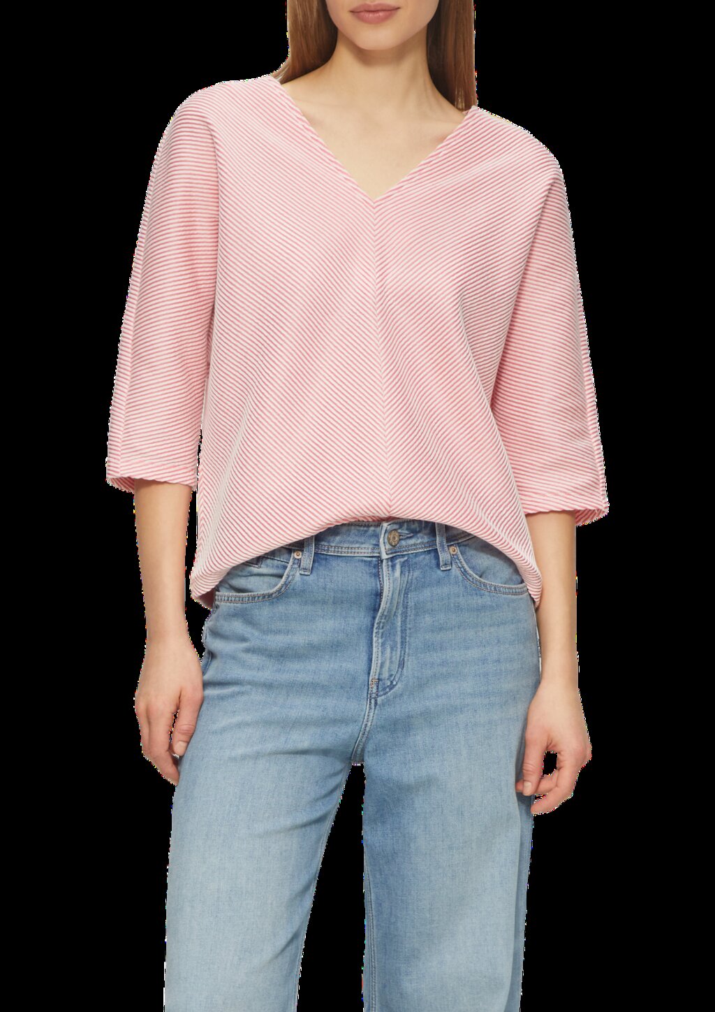 Shirt mit Strukturstreifen und Fledermausärmeln